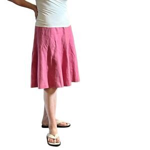 Vintage Talbots Irish linen pink a-line Classic Timeless fit flare skirt 12
